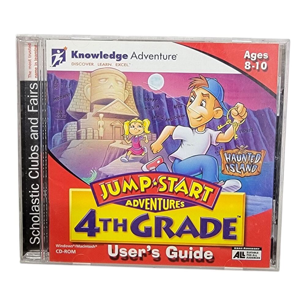 JumpStart Adventures 4th Grade Haunted Island PC Mac CD-ROM Scholastic Manual